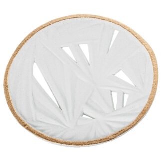 Centro Palmera Redondo 35cm Ceramica Blanco Arena/oro D.36x5cm