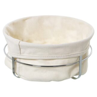 Cesta Pan C/tela Metal Cromado Tela:95% Algodón+5% Poliéste Ø22x11cm