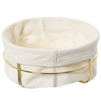 Cesta Pan C/tela Metal Dorado, Tela:95% Algodón+5% Poliéste Ø21,5x10,5cm