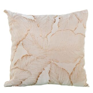 Cojín 43x43cm Crema Hojas Marrón 100% Poliéster 43x43cm, Con Cremallera