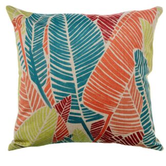 Cojín 45x45cm 85% Poliéster 15% Algodón Hojas Multicolor 45x45cm, Con Cremallera