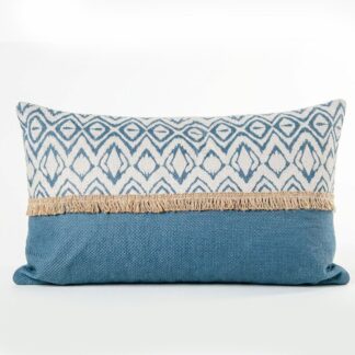 Cojín 50x30cm 100% Poliéster Azul C/decorado 50x30cm-300g Relleno