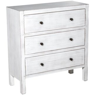 Cómoda Madera Blanco C/3 Cajones Dm+paulownia 75x30x80cm