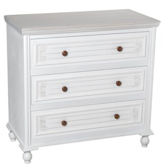 Cómoda Madera C/3 Cajones Blanco Decapé, Dm+pino 80x40x78cm