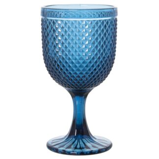 Copa Cristal Azul 300ml Deco.diamante Ø9x16,5cm, Apto Lavavajillas