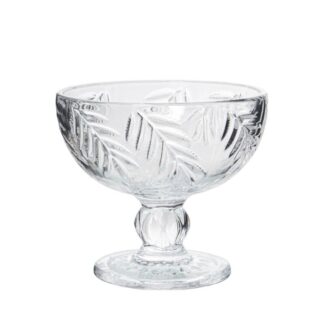Copa Helado Cristal Transparente Deco. Hojas Ø12x11cm, Apto Lavavajillas