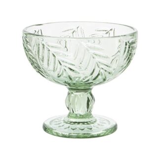 Copa Helado Cristal Verde Deco. Hojas Ø12x11cm, Apto Lavavajillas