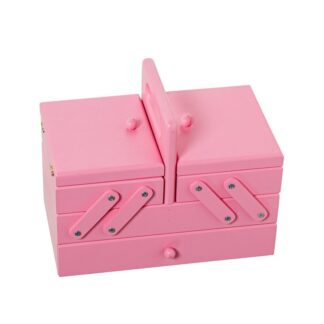 Costurero De Madera Pino Rosa C/cajon 23x14x14/18cm