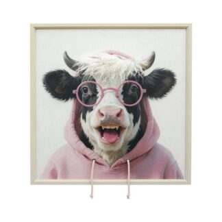 Cuadro C/marco Madera 60x60x3,5cm Vaca C/gafas 60x60x3,5cm
