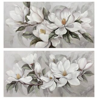 Cuadro Lienzo 120x60cm Flores 40% Pintado A Mano 120x3x60cm