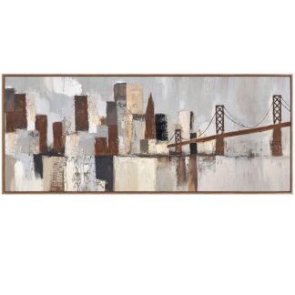 Cuadro Lienzo 150x60cm Marco Madera Skyline 40% A Mano 150x60x3,5cm