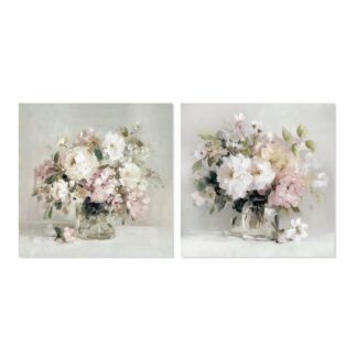 Cuadro Lienzo 60x60cm Flores 80% Pintado A Mano 60x60x3cm