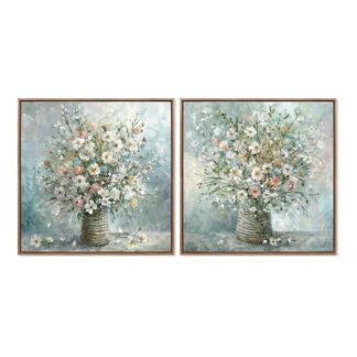 Cuadro Lienzo 60x60cm Marco Madera Jarrones 80% Pint. A Mano 60x60x3,5cm