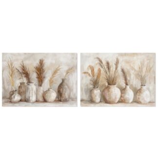 Cuadro Lienzo 70x50cm Jarrones 40% Pintado A Mano 70x50x3cm
