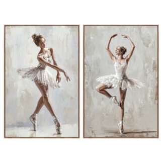 Cuadro Lienzo 80x120cm Marco Madera Bailarinas 40% A Mano 80x120x3,5cm