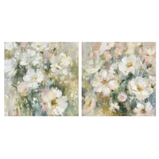 Cuadro Lienzo 80x80cm Flores 80% Pintado A Mano 80x80x3cm