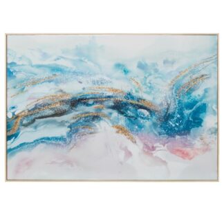 Cuadro Lienzo Acrilico Abstracto Marco Madera Natural 100x3,7x70cm