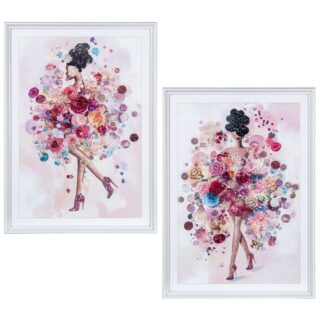 Cuadro Lienzo Acrilico Mujer Flores 50x3,3x70cm
