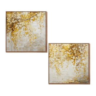 Cuadro Lienzo Madera C/marco Ramas 80x80x3,5cm