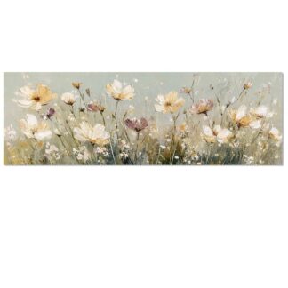 Cuadro Lienzo Madera Flores 150x50x3cm