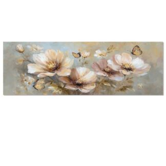 Cuadro Lienzo Madera Flores 150x50x3cm