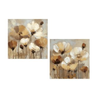 Cuadro Lienzo Madera Flores 40x40x3cm