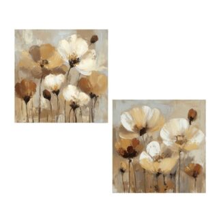 Cuadro Lienzo Madera Flores 60x60x3cm
