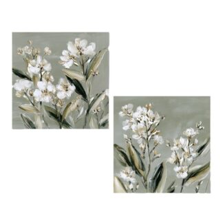Cuadro Lienzo Madera Flores 60x60x3cm