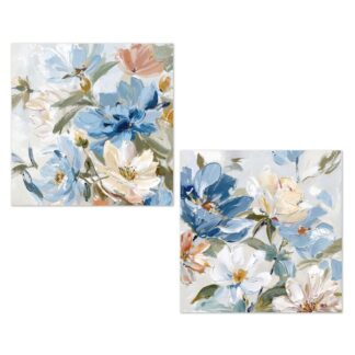 Cuadro Lienzo Marco Madera 40% A Mano Surtido Flores 40x40x3cm
