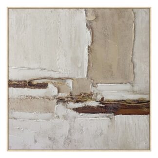 Cuadro Lienzo Marco Madera Natural 120x120 Cm. Abstracto 120x120 Cm.