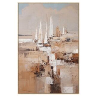 Cuadro Lienzo Marco Madera Natural 80x120 Cm. Abstracto 80x120 Cm.