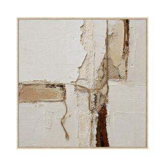 Cuadro Lienzo Marco Madera Natural 80x80 Cm. Abstracto 80x80 Cm.
