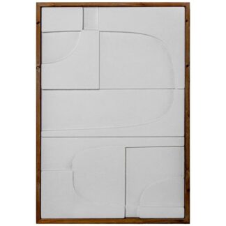 Cuadro Madera Abstracto Blanco C/marco Natural 59x4x87cm
