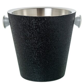 Cubo Champanera Acero Inox., Cubierta Negra 27x23x23cm