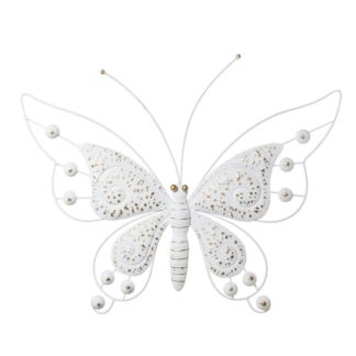 Decoracion Pared Mariposa Metal Blanco/oro 56x3,5x40,5cm