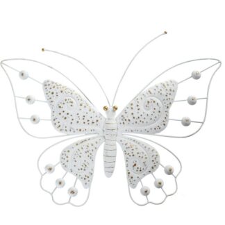 Decoracion Pared Mariposa Metal Blanco/oro 59x3x43cm