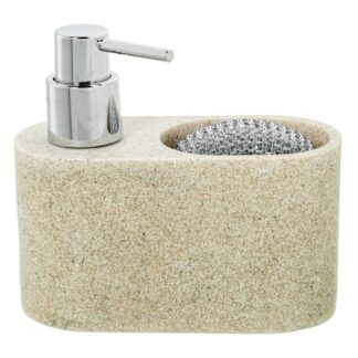 Dosificador C/estropajero Poliresina Beige 15x6,5x13cm