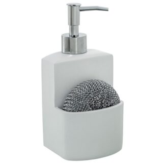 Dosificador C/estropajero Poliresina Blanca 9x9x18,5cm