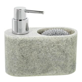 Dosificador C/estropajero Poliresina Gris 15x6,5x13cm