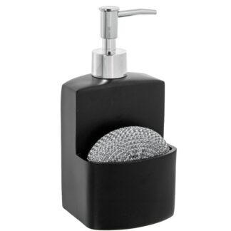 Dosificador C/estropajero Poliresina Negro 9x9x18,5cm