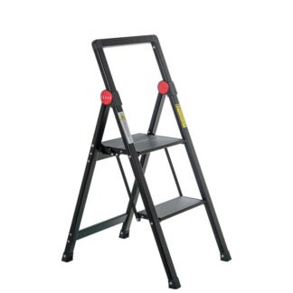 Escalera Aluminio Negro 2 Peldaños 41x48x82,5cm Abierta 41x90x5,5cm Cerrada