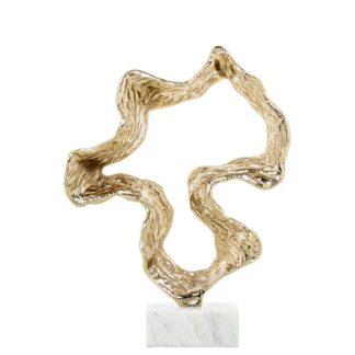 Escultura Decorativa Aluminio C/base Mármol 34x7,5x42cm