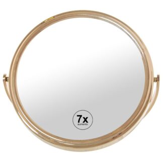 Espejo Aumentos 2 Caras X1/x7 Metal Dorado Ø17x12x20cmm