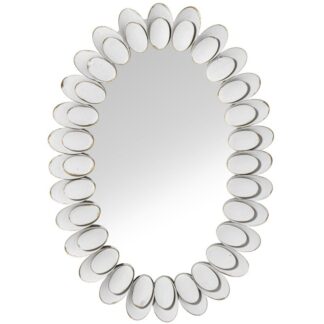 Espejo Ovalado Metal Blanco/oro 65x4x92,5cm