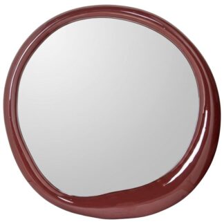 Espejo Pared Ø100cm Madera Dm Rojo Oscuro Lacado Ø100x4,5cm