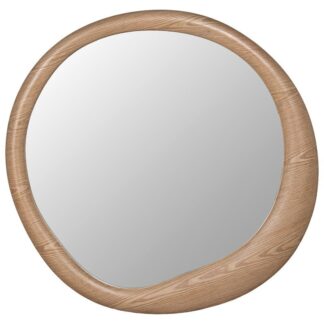 Espejo Pared Ø100cm Madera Natural, Dm+ Chapa Mad. Caucho Ø100x4,5cm