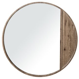 Espejo Pared Ø80cm Marco Acabado Madera Ø80x3cm