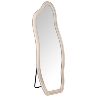 Espejo Pared Madera Forrado Terciopelo Beige 60x160 Cm.