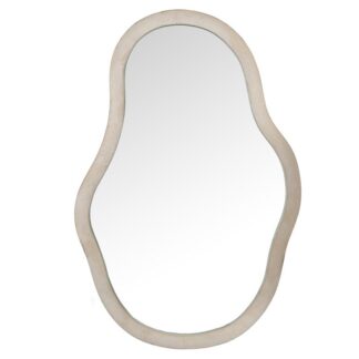 Espejo Pared Madera Forrado Terciopelo Beige 70x105 Cm.
