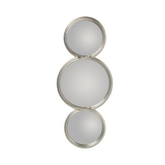 Espejo Pared Metal Plateado 3 Circulos, Hierro 26x2x64cm,int:2xø16,5+1xø23cm